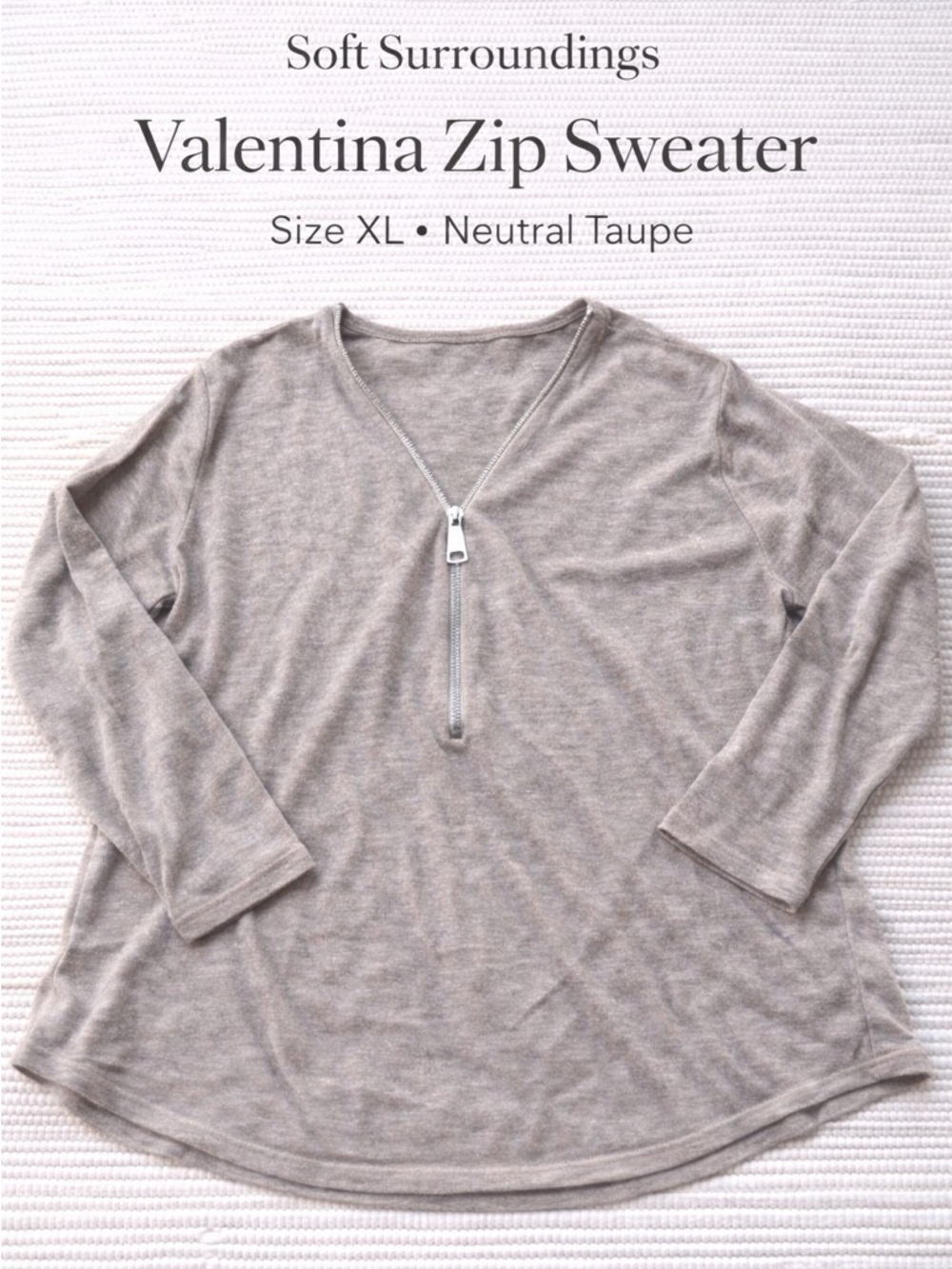 Soft Surroundings Valentina Zip Sweater Size XL